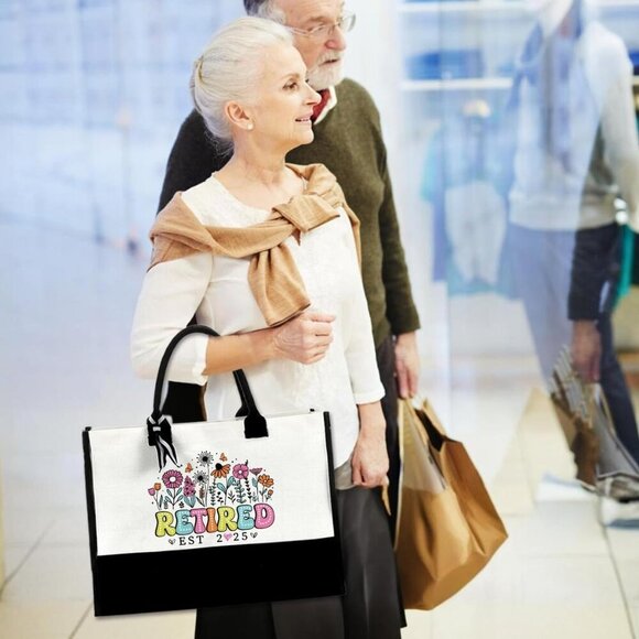 Canvas Tote Bag Large Capacity Retirement Gift Vacation Work Shopping - Picture 6 of 6